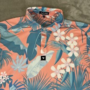 Bad Birdie Polo Shirt Mens Large Multicolor Floral Golf Performance Stretch